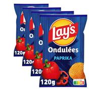 Lay's Chips Ondulées Saveur Paprika 120g (Lot de 4)