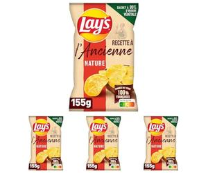 Lay's Chips Recette à l Ancienne Nature, 155g (Lot de 4)