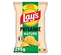 LAY'S Chips Recette Paysanne Nature 295g - pommes de terre françaises, cuites à l'ancienne pour un croustillant authentique - Lot de 6