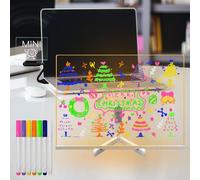 Laysinly acrylique tableau effaçable à sec avec Light up Stand, 30 x 40 CM gradation tableau lumineux, marqueur 7 couleurs,Menu mémo, dessin, lumière chaude LED pour la maison, l école, le travail