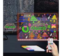Laysinly acrylique tableau effacer à sec avec support pour bureau, 30 x 20 CM, 7 couleurs bureau LED tableau de notes pour faire la liste mémo, alimenté par USB, télécommande, stylo 7 couleurs