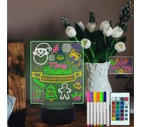 Laysinly Tableau blanc en acrylique effaçable à sec, veilleuse, 18 x 14 CM, alimentation USB, 7 marqueurs, télécommande, tableau blanc transparent effaçable à sec, mémo plan, cadeau pour filles