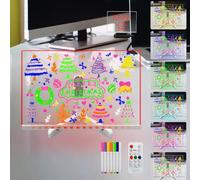 Laysinly tableau effaçable à sec en acrylique Light up, 30 x 20 CM 7 couleurs changeantes Tableau mémo LED, marqueur 8 couleurs, alimentation USB, télécommande (L)
