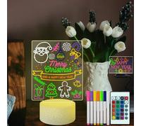 Laysinly Tableau effacable à sec lampe réinscriptible avec socle, tableau affichage 18 x 14 CM lumières lumineuses avec stylo 7 couleurs, tableau de notes LED pour mémo, notes, télécommande