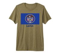 Layton Utah USA Drapeau Historique Souvenir T-Shirt Haut de Gamme