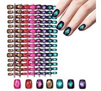 Laza 210pcs Cat Eye Press on Nails 7-Color Black Hole Short Fake Nails