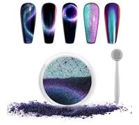 Laza Cat Eye Chrome Nail Powder Chameleon Magnetic Powder | 3D Cat Eye Effect Mirror Effect Pigment Dust Magic Galaxy Holographic Effect Glitter for Velvet Nail Art - Emerald Peacock