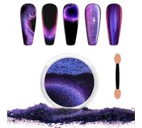 Laza Cat Eye Chrome Nail Powder Chameleon Magnetic Powder 9D Cat Eye Effect Mirror Effect Pigment Dust Magic Galaxy Holographic Effect Glitter with Magnetic Stick for Velvet Nail Art - Bauhinia Blue