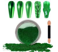 Laza Chrome Nail Powder Mirror Effect Metallic Dust Holographic Glitter Glazed Manicure Decoration Reflective Pigment for DIY Gel Polish Nail Art, Resin Craft, Gifts - Green