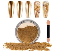 Laza Chrome Nail Powder Mirror Effect Metallic Dust Holographic Glitter Glazed Manicure Decoration Reflective Pigment for DIY Gel Polish Nail Art, Resin Craft, Gifts - Gold