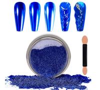 Laza Chrome Nail Powder Mirror Effect Metallic Dust Holographic Glitter Glazed Manicure Decoration Reflective Pigment for DIY Gel Polish Nail Art, Resin Craft, Gifts - Royal Blue