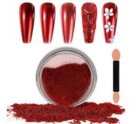 Laza Chrome Nail Powder Mirror Effect Metallic Dust Holographic Glitter Glazed Manicure Decoration Reflective Pigment for DIY Gel Polish Nail Art, Resin Craft, Gifts- Red
