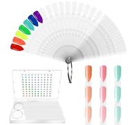 Laza Lot de 100 bâtons d'échantillons transparents 3 en 1 emballés dans une boîte avec anneau et autocollants numérotés pour nail art et affichage des couleurs