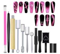 Laza Lot de 12 aimants pour ongles - Cylindre super puissant et baguette en forme de cœur - 9D Galaxy - Œil de chat