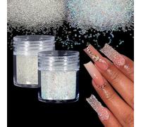 Laza Perles de caviar pour ongles - Micro perles de Pixie - 0,6 à 0,8 mm - Perles irisées en forme de goutte d'eau - Perles à bulles en cristal pour décoration d'ongles 3D - 2 couleurs