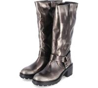 Lazamani Salome Femmes Biker-Boots en cuir Pewter Taille 38