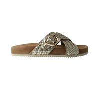 LAZAMANI - Sandale plate avec pelle croisée tressée et boucle dorée Lazamani 75916 pour femme, or, 41 EU