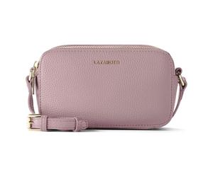 Lazarotti Bologna Leather Sac à bandoulière Camera-Bag en cuir double zip 18 cm or rose