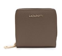 Lazarotti Bologna Portefeuille compact en cuir pour femme | avec bouton pression, compartiment zippé, 6 emplacements pour cartes, protection RFID | 10 x 10 x 2,5 cm, taupe, Taille unique, Classique