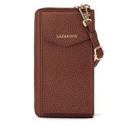 Lazarotti Porte-monnaie en cuir de Bologne à fermeture éclair, avec pochette pour téléphone portable, 19 cm brun