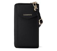 Lazarotti Porte-monnaie en cuir de Bologne à fermeture éclair, avec pochette pour téléphone portable, 19 cm noir