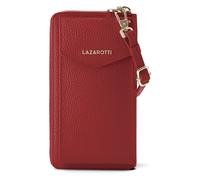 Lazarotti Porte-monnaie en cuir de Bologne à fermeture éclair, avec pochette pour téléphone portable, 19 cm rouge