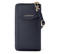 Lazarotti Porte-monnaie en cuir de Bologne à fermeture éclair, avec pochette pour téléphone portable, 19 cm bleu