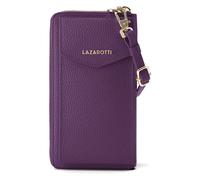 Lazarotti Porte-monnaie en cuir de Bologne à fermeture éclair, avec pochette pour téléphone portable, 19 cm violet