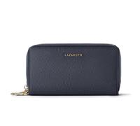Lazarotti Porte-monnaie en cuir de Bologne XL à double fermeture éclair, protection RFID, 20 cm bleu