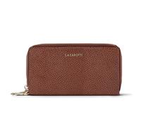 Lazarotti Porte-monnaie en cuir de Bologne XL à double fermeture éclair, protection RFID, 20 cm brun