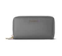 Lazarotti Porte-monnaie en cuir de Bologne XL à double fermeture éclair, protection RFID, 20 cm gris