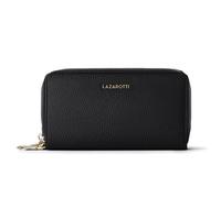 Lazarotti Porte-monnaie en cuir de Bologne XL à double fermeture éclair, protection RFID, 20 cm noir