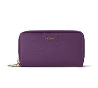 Lazarotti Porte-monnaie en cuir de Bologne XL à double fermeture éclair, protection RFID, 20 cm violet
