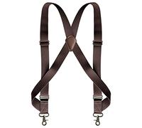 LazarsSpace Bretelles robustes pour hommes, Marron - 3,8 cm - 2 crochets, Medium