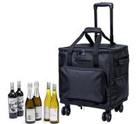 Lazenne Sac Isotherme Bouteille Vin - Sac de Voyage pour 6 Bouteilles de Vin - Porte Bouteille Vin pour Professionnel et Amateur - Boite Isotherme 3 en 1, Valise Transport roulettes avec Séparateurs