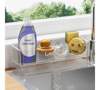 Lazhold Organisateur d'évier de Cuisine Supporteur d'éponge avec étagère Amovible et Grande Capacité, évier Caddy pour Comptoir de Vanité de Cuisine (Transparent)