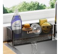 Lazhold Organisateur d'évier de Cuisine Supporteur d'éponge avec étagère Amovible et Grande Capacité, évier Caddy pour Comptoir de Vanité de Cuisine (Noir)