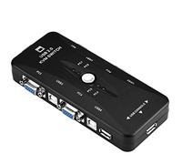 Lazimin Commutateur KVM USB, 2/4 Ports 1920 X 1440 VGA USB 2.0 Adaptateur de Partage de Boîtier de Commutation Manuel, Plug and Play(4 Ports)