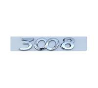 LAZIRO 3D ABS Chrome Argent Noir Coffre Arrière De Voiture Decal Emblème Badge Lettres Numéro Autocollant Fit for Peugeot 2008 3008 4008 5008 Accessoires (Color : 3008 Silver)