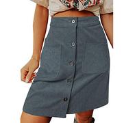 LAZIRO Automne Et Hiver Femmes Jupe Mi-Longue en Velours CôTelé Taille Haute Jupe à Cent Points Boucle Jupe Courte