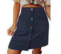 LAZIRO Automne Et Hiver Femmes Jupe Mi-Longue en Velours CôTelé Taille Haute Jupe à Cent Points Boucle Jupe Courte