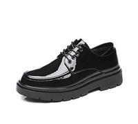 LAZIRO Chaussures en Cuir Formelles d'affaires Chaussures en Cuir Brillant for Hommes Chaussures À La Mode Décontractées À Semelles Épaisses De Style Britannique (Color : Nero, Size : 42 EU)