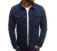 LAZIRO Hommes Automne Col Montant Denim Jacket Casual Pure Color Jacket Cardigan Bouton Veste De Travail Hommes