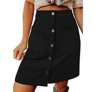 LAZIRO Jupe Mi-Longue en Velours CôTelé Taille Haute à Cent Points Boucle Courte pour Femmes Automne-Hiver