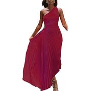 LAZIRO Robe DéContractéE sans Manches à Col Diagonal Creux Et Plissé De Couleur Unie pour Femmes en éTé