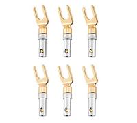 Lazmin 3Pair / 6Pcs fiches de câble banane, connecteurs à vis fermés pour fil de haut-parleur plaqué or U fourche Y Spade Plug Haut-parleur, sans soudure