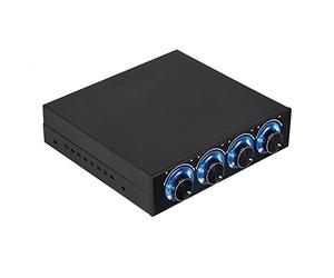 Lazmin Contrôleur de Vitesse de Ventilateur de PC, régleur de radiateur de Ventilateur de Refroidissement à 4 canaux pour PC avec Le Voyant Bleu