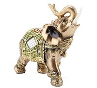 Lazmin Élégante Statue d'éléphant, résine de Vert Chanceux Feng Shui éléphant Sculpture Richesse Figurine chanceuse Parfaite pour la Maison,(Green Trumpet)