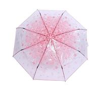 Lazmin Le Parapluie se Pliant de Transparent, Parapluie à la Mode de Pluie de Filles à la Mode de Parapluie extérieur Clair de Cerisier(Rose)