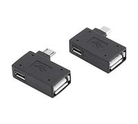 Lazmin Mini Pack de 2 Adaptateur USB 2.0, USB 2.0 Femelle vers mâle Micro OTG Converter Convertisseur d'adaptateur de changeur de 90 degrés USB Femelle vers mâle Micro OTG